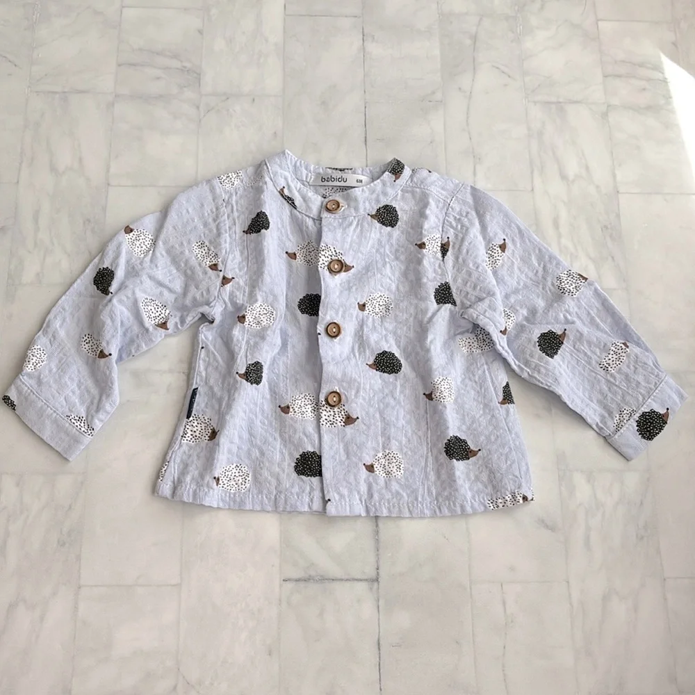 Babidu Blue & Black Hedgehog Print Shorts Set for Baby Boys